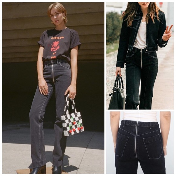 Lorod Zip Through Bootcut Jeans in Washed Black Size 2 - Picture 1 of 8